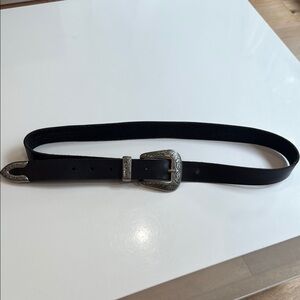 Urban Outfitters Black and Silver Leather Belt